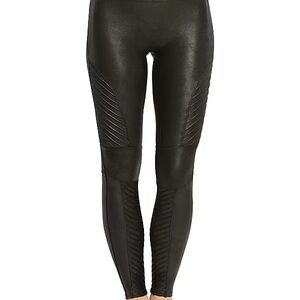 SPANX Women’s Black Faux Leather Moto Leggings Size M